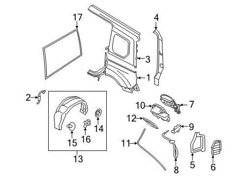 2020 Ford Transit Connect Side Panel & Components Fuel Pocket Diagram for KT1Z-5427936-E