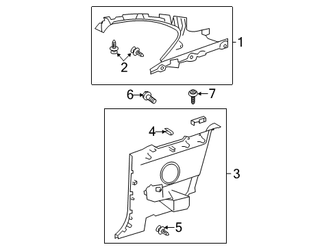 2014 Scion tC Interior Trim - Quarter Panels Quarter Trim Panel Diagram for 62520-21020-B1