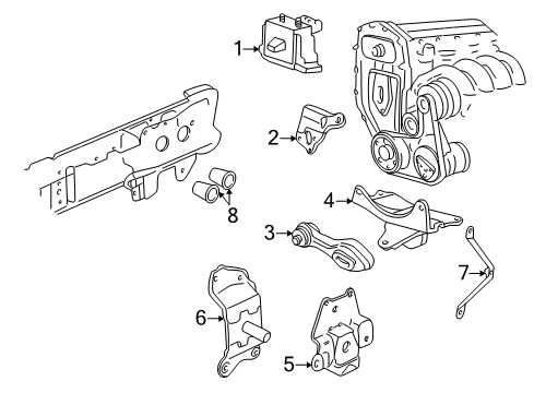 2002 Pontiac Sunfire Engine & Trans Mounting Bracket Asm-Engine Mount Strut Diagram for 22590181