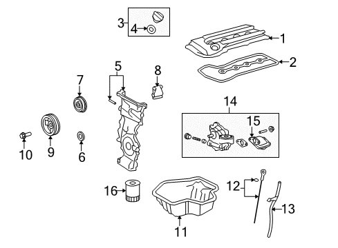 2015 Scion xB Filters Idler Pulley Diagram for 16603-28050