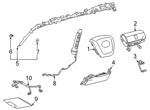 2022 Toyota Highlander Air Bag Components Driver Air Bag Diagram for 45130-08110-C0