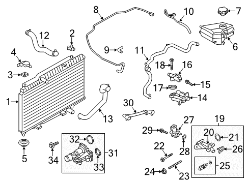 2014 Ford Fiesta Radiator & Components Shield Screw Diagram for -W500214-S437