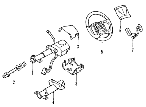 2001 Oldsmobile Aurora Steering Column, Steering Wheel Column Asm, Steering Diagram for 26089050