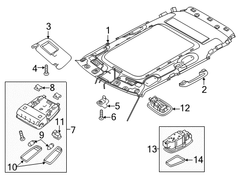 2019 Kia Soul Interior Trim - Roof Lens-Rear Personal Lamp Diagram for 92872B2000