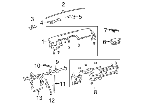 2012 Toyota Corolla Cluster & Switches, Instrument Panel Lower Dash Panel Diagram for 55303-12350-B1