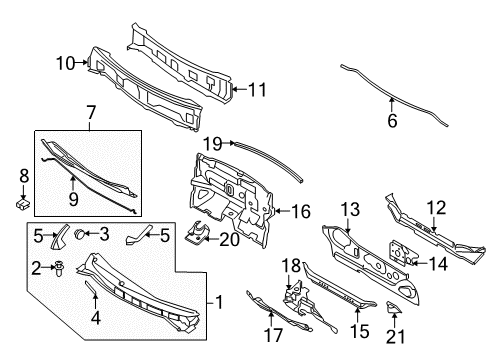 2009 Nissan Versa Cowl Insulator-Dash Lower Diagram for 67900-EL000