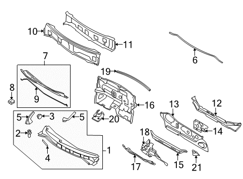 2010 Nissan Versa Cowl Reinforce-Dash Lower Cross Member Diagram for 67414-EL030