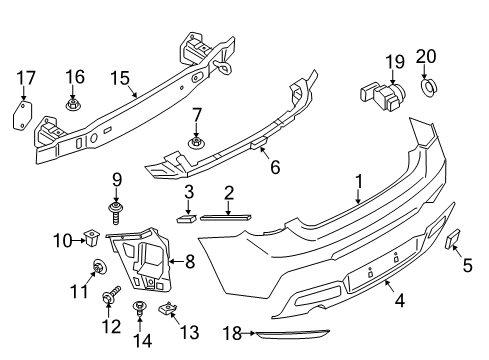 2017 BMW M240i Rear Bumper Flap, Towing Eye, Primed Diagram for 51128055964