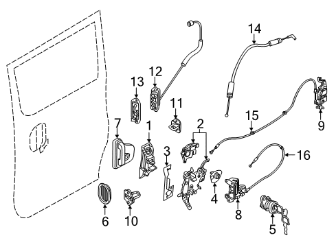 2017 Chevrolet City Express Side Loading Door - Lock & Hardware Handle, Outside Diagram for 19317630