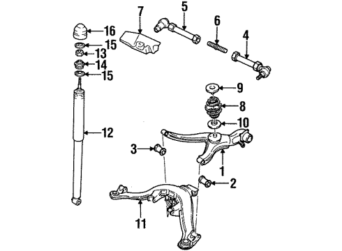 2000 Cadillac Catera Rear Suspension Components, Ride Control, Stabilizer Bar Rear Axle Control Arm (Lh) Diagram for 90576515