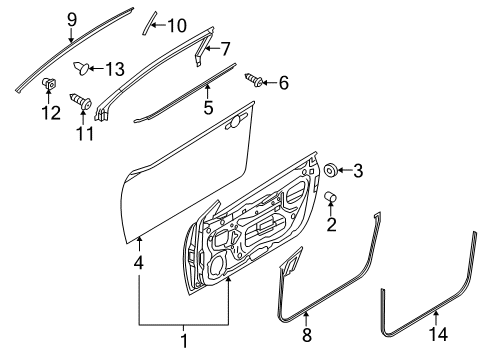 2010 Kia Forte Koup Door & Components Weatherstrip Assembly-Front Door Opening Diagram for 821501M200