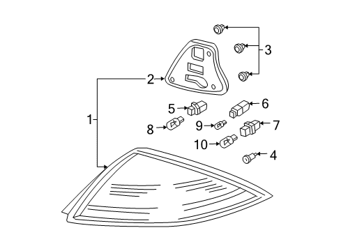 2005 Honda Accord Bulbs Lamp Unit, R. Diagram for 33501-SDN-A01