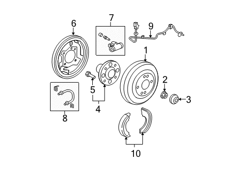 2008 Honda Fit Anti-Lock Brakes Sensor Assembly, Left Rear Diagram for 57475-SLN-A01