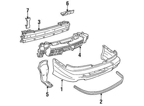 1991 Chevrolet Lumina Rear Bumper Molding Asm-Rear Bumper Fascia *Black W/Red Diagram for 10158496