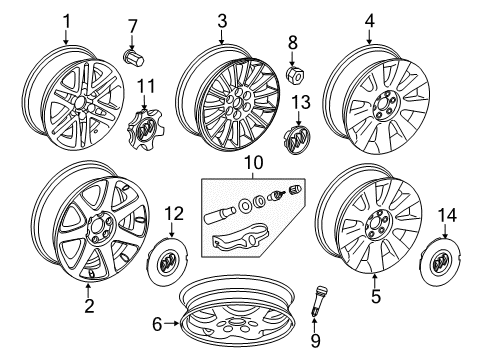 2010 Buick Enclave Wheels, Covers & Trim Wheel, Alloy Diagram for 9596000