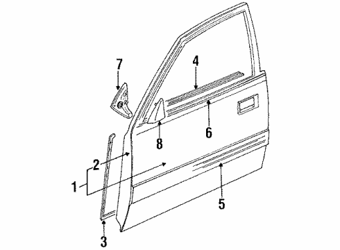 1993 Toyota Celica Door & Components GARNISH, Front Door Lower Diagram for 67492-20240