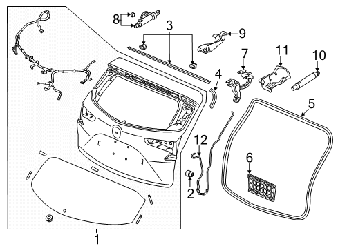 2019 Acura RDX Lift Gate Cover Passenger Side Diagram for 74985-TJB-A00