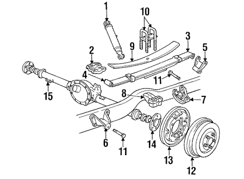 1992 Dodge W150 Rear Suspension Components, Axle Housing Shock-Rear Std Diagram for 4713242