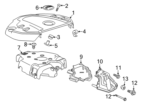 2019 Cadillac CT6 Engine Appearance Cover Engine Cover Retainer Diagram for 55502844