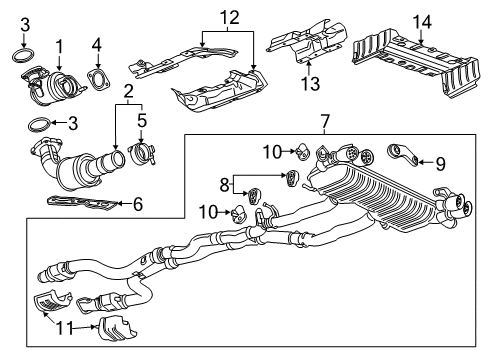 2018 Chevrolet Camaro Exhaust Components Shield-Exhaust Interior Underbody Heat Diagram for 23444746