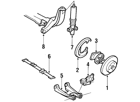 1987 Cadillac Allante Rear Suspension Bracket, Rear Brake Caliper Diagram for 18060078