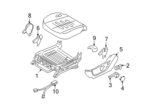 2009 Hyundai Elantra Tracks & Components Cover-Front Seat Mounting Rear Inner Diagram for 88567-3K000-4W