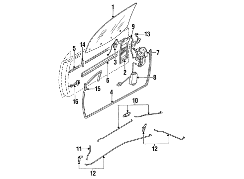 1990 Infiniti M30 Glass - Door WEATHERSTRIP Assembly Front Door LH Diagram for 80833-F6600