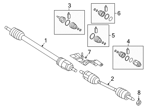 2018 Hyundai Sonata Drive Axles - Front Joint Kit-Front Axle Differential Side LH Diagram for 49582-C2210