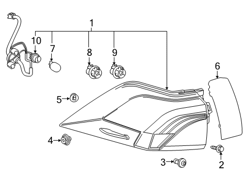 2020 Toyota RAV4 Bulbs Tail Lamp Cover Diagram for 81498-0R010