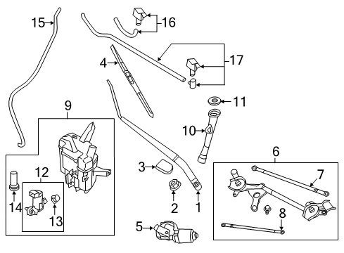 2015 Nissan Quest Wiper & Washer Components Windshield Wiper Arm Assembly Diagram for 28881-1JA0B