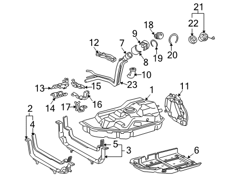 2006 Toyota Highlander Fuel System Components Fuel Tank Strap Diagram for 77601-48050