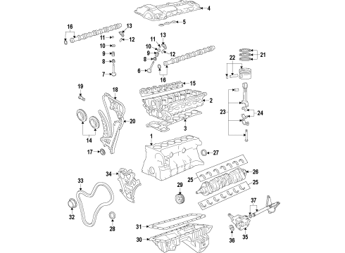 2013 BMW Z4 Engine Parts, Mounts, Cylinder Head & Valves, Camshaft & Timing, Variable Valve Timing, Oil Pan, Oil Pump, Balance Shafts, Crankshaft & Bearings, Pistons, Rings & Bearings Oil Pan Diagram for 11137570400