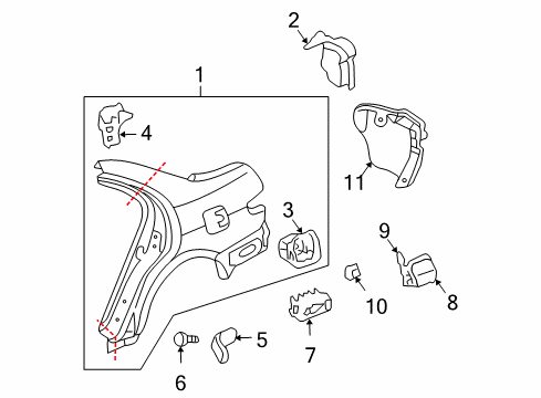 2005 Honda Accord Quarter Panel & Components Adapter, Fuel Cap Diagram for 63915-SDA-A00ZZ