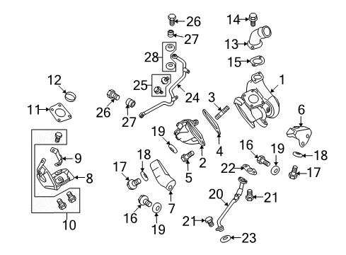 2013 Mitsubishi Lancer Turbocharger Bolt-HEXAGON FLANGE Head Diagram for MD067956