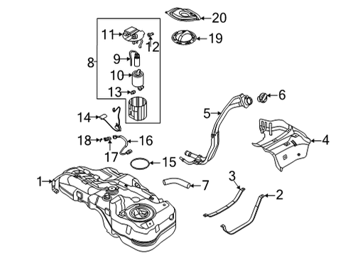 2021 Kia Seltos Fuel Injection Fuel Pump Sender Assembly Diagram for 94460-J9200