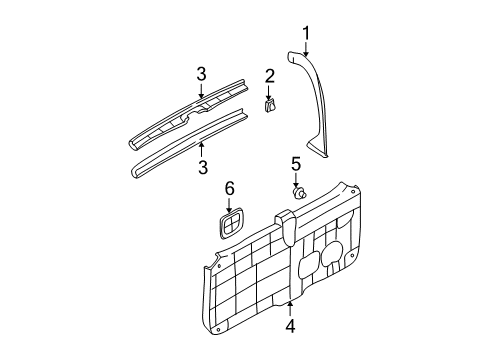 2002 Hyundai Santa Fe Interior Trim - Lift Gate Trim Assembly-Tail Gate Frame Side Diagram for 81730-26000-TI