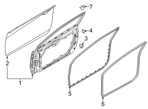 2014 Hyundai Elantra Coupe Door & Components Weatherstrip Assembly-Front Door Side RH Diagram for 82140-3X200