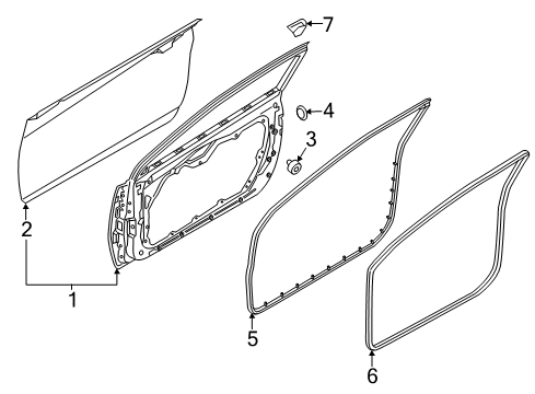 2014 Hyundai Elantra Coupe Door & Components Weatherstrip-Front Door Body Side RH Diagram for 82120-3X200