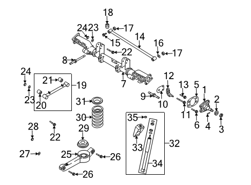 2005 Kia Sedona Rear Suspension Pin-Split Diagram for K992214030