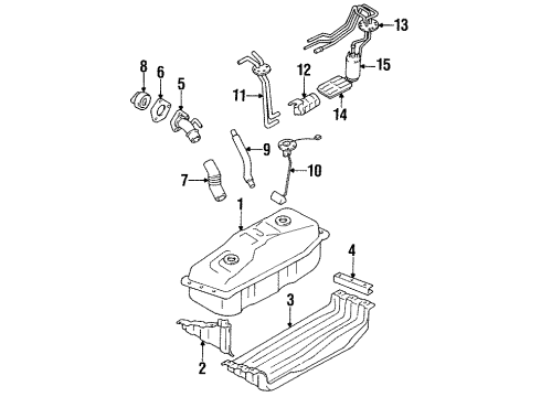 1993 Toyota Pickup Fuel System Components Mount Bracket Diagram for 23206-35250