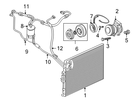 2000 Jeep Grand Cherokee A/C Condenser, Compressor & Lines PULLY Pkg-A/C Compressor Diagram for 5016376AA