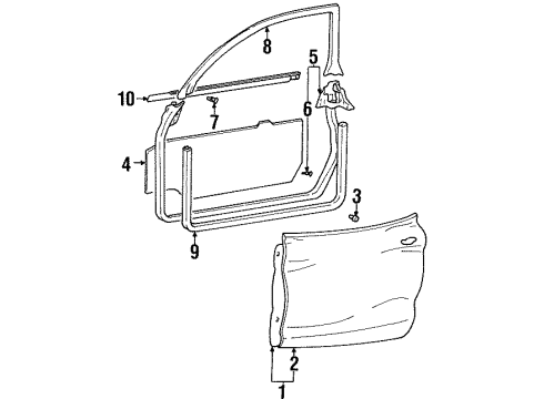 1997 Hyundai Tiburon Door & Components Seal-Front Door Trim, LH Diagram for 82391-27010