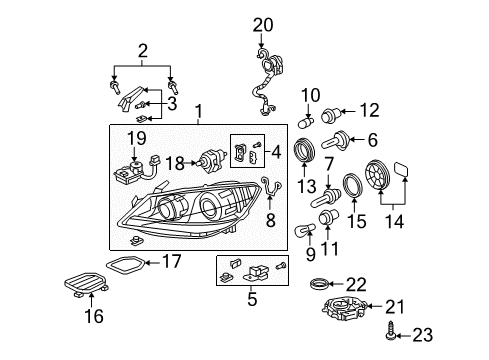 2007 Acura RL Headlamps Socket (T20 S) Diagram for 33303-S5A-003