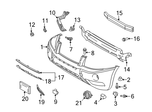 2006 Toyota Highlander Front Bumper Side Support Diagram for 52062-48010