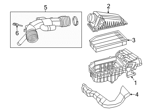 2021 Jeep Wrangler Powertrain Control Air Cleaner Hose Diagram for 68310338AC