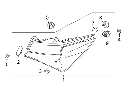 2019 Acura ILX Bulbs Taillight Assembly, R Diagram for 33500-T3R-A71