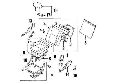 1997 Nissan Maxima Front Seat Components Cushion Assy-Front Seat Diagram for 87350-41U00
