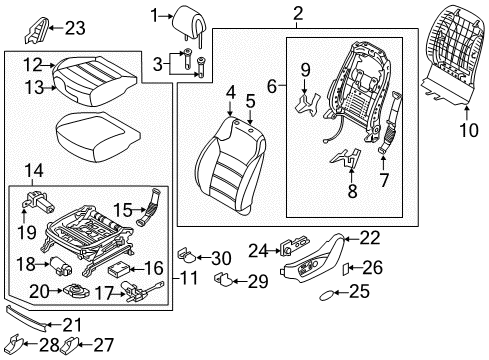 2019 Kia Sorento Power Seats Knob-Front Seat Slide Diagram for 88197C6200WK