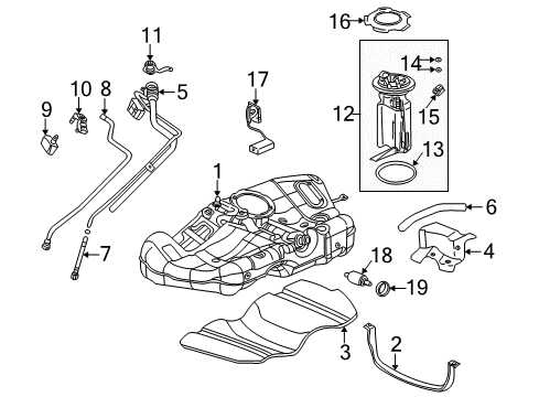 2002 Saturn LW200 Fuel Supply Fuel Gauge Sending Unit Diagram for 22731878