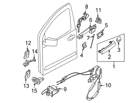 2022 Nissan Frontier Lock & Hardware Striker Assy-Front Door Lock Diagram for 80570-6CA0B
